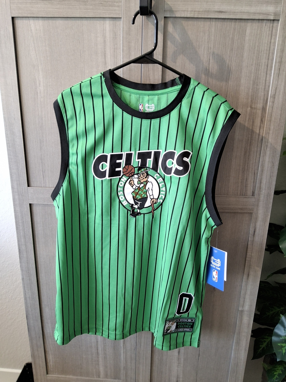 NBA Green and Black Boston Celtics Pinstripe Jersey